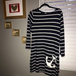 J. Crew cotton long sleeve summer dress S navy